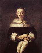 Rembrandt Harmensz Van Rijn A woman with solfjader of a strutsplym oil